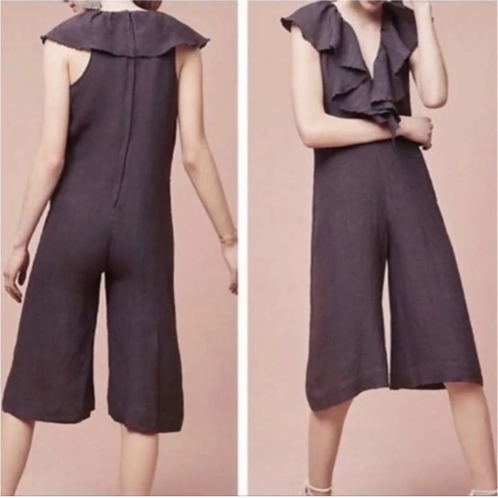 Maria Stanley Anthropologie grey S cotton/linen jump suit.